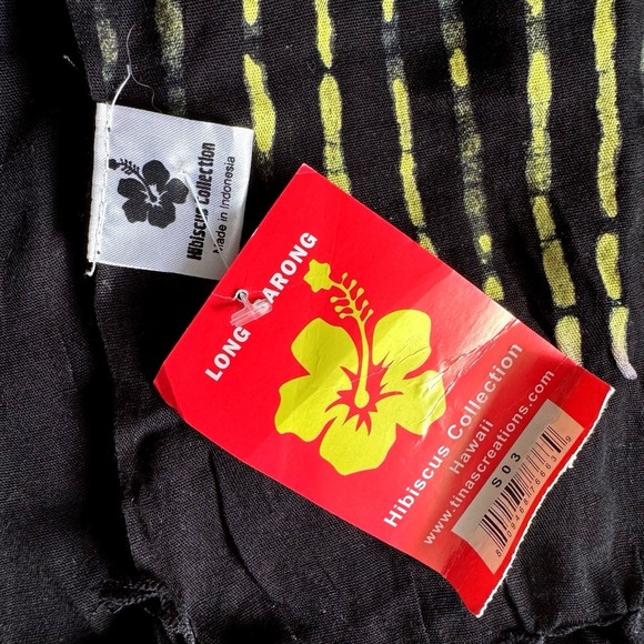 Hibiscus Collection Hawaii Long Sarong Floral Print Purple Yellow Wrap Dress - Picture 3 of 4